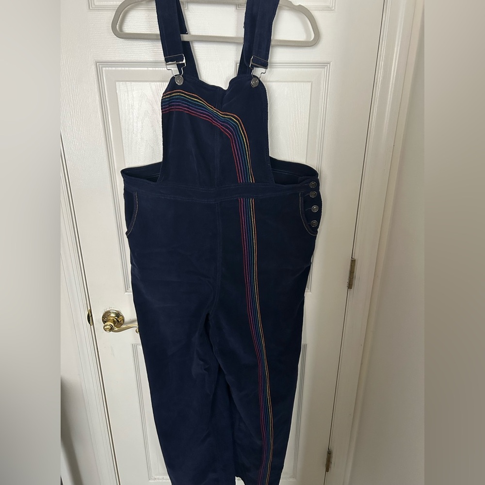 Modcloth Dark Blue Jumpsuit with Multicolor Stripes